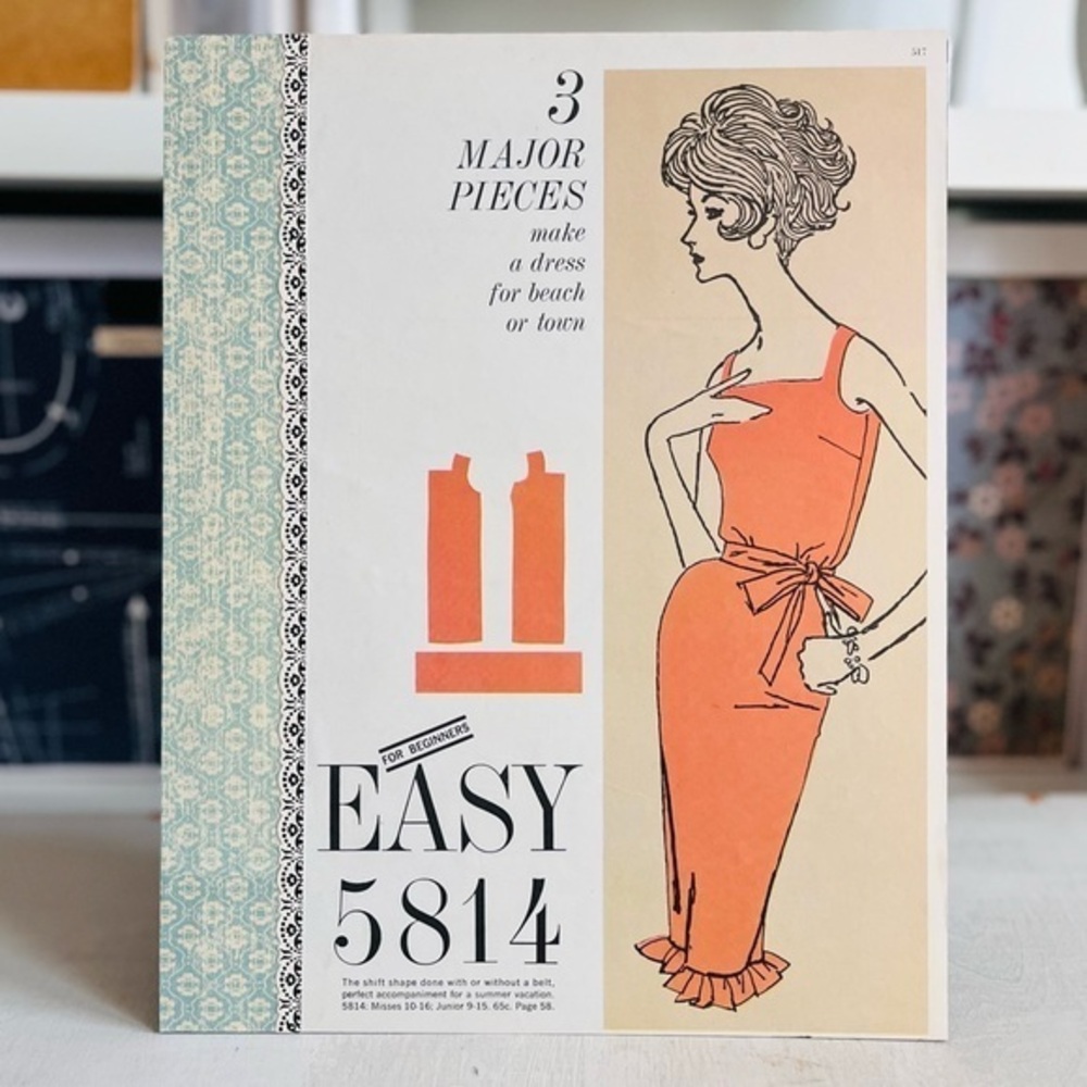 [McCall’s] 1961 MCM Sewing Pattern Counter Book 11x14 Mixed Media Collage
